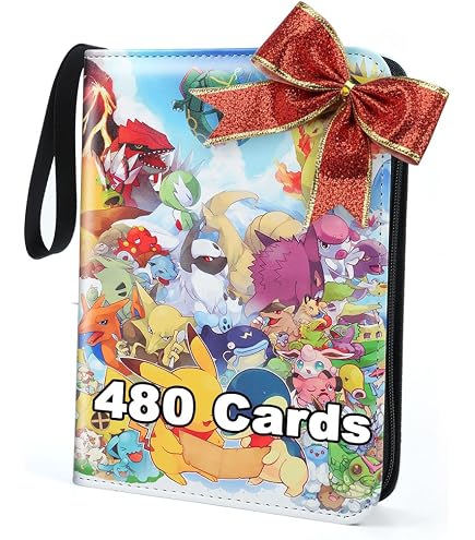 Deoyibu Album de cartes à collectionner pour 440 cartes, album de collection avec 4 compartiments 55 pages pour organiseur de cartes, reliure en