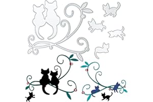 Kinretixia® Matrice de découpe pour fond de chat - Cadre en dentelle - Pour la fabrication de cartes - Pour la fabrication de cartes et de fond d'animaux - Pochoir de gaufrage