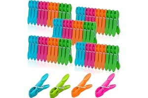 CHGANG Clothes Pegs 60 Pack - Strong Grip Plastic Pegs for Washing Line, Laundry Clips with Durable Spring, Rust Resistant, 4 Colors