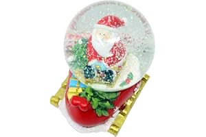 Globo de Nieve Musical navideño de Celebright - Reproduce 8 Canciones, Incluyendo cascabeles y se Ilumina con Colores LED cambiantes - Grande 14 cm (Papá Noel en una Base de Trineo)