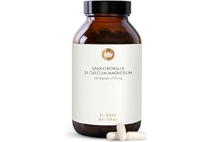 ‎SUNDAY NATURAL SUNDAY NATURAL® Sango Meereskoralle Kapseln - 240 Kapseln - 660mg Calcium hochdosiert & 330mg Magnesium im 2:1 Verhältnis - Premium Sango Koralle aus Japan - Laborgeprüft, ohne unnötige Zusätze