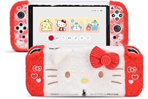 Kuitmor Coque de protection en peluche pour Switch OLED, coque fine en polycarbonate rigide Kawaii compatible avec console Switch OLED et Joy Con - HLK