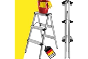 ‎CRAFTFULL 𝐂𝐑𝐀𝐅𝐓𝐅𝐔𝐋𝐋 Trittleiter CF-131A | 𝟑 𝐉𝐀𝐇𝐑𝐄 𝐆𝐀𝐑𝐀𝐍𝐓𝐈𝐄 - 2-5 Stufen Leiter - Klapptritt - Treppenleiter - Klappleiter - Haushaltsleiter - Stehleiter - Mehrzweckleiter (2 x 3 Stufen)