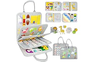 QIZFUN Busy Board Jeux Montessori Jouet Enfant 1 2 3 4 Ans, Educatif Sensoriel Jouets pour les Tout-petits de 1-3 Ans, Voiture Avion Voyage Activités Jeu les Enfants de 2-4 Ans, Cadeau pour Garcon Fille