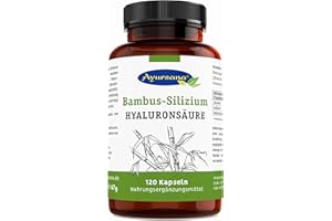 ‎AYURSANA Ayursana Bambus Silizium Hyaluron Kapseln – Supplement mit Calcium – 120 Kapseln – Hyaluronsäure Vegan – Für Muskeln, Knochen, Haut, Zähne, Nervenzellen & Stoffwechsel – Soja & Glutenfrei