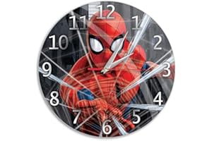 ERT GROUP Oryginalny i oficjalnie licencjonowany przez Marvel zegar ścienny w połysku, wzór Spider Man 001 czarny, cichy, unikalny design, malowane metalowe wskazówki 12 "