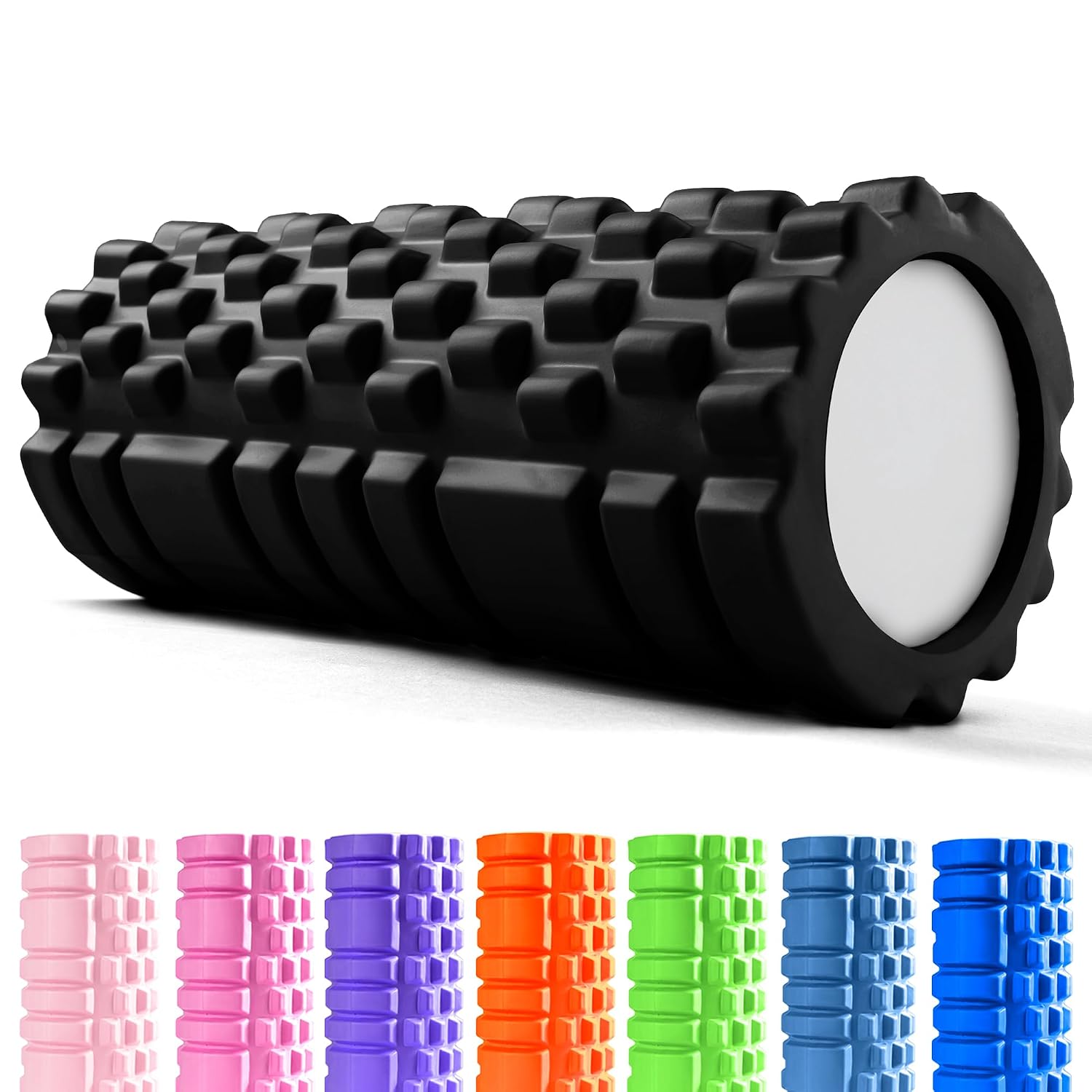 unycos - Foam Roller【Carico 130 kg】Rullo Massaggio Muscolare per Gambe, Schiena, Braccia, Trigger Point, Automassaggio, Yoga, Pilates, Physio, Fitness | Ultraleggero in EVA Dura 33x14 cm (Nero)