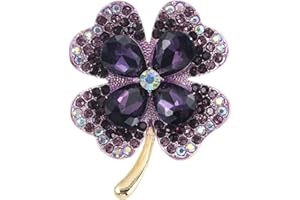 Oenothera Rhinestone Four Leaf Brooch, Brooches for Women UK, Crystal Brooch for Women, for Women Girls Birthday Gift Wedding Party Supply