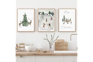 TRAYOSIN 3er Premium Poster Set Weihnachten Winter Wandbilder Kunst Leinwandbilder, Ohne Rahmen Bilder Wanddeko Bild für Wohnzimmer Schlafzimmer Weihnachten Decor (30x40cm)