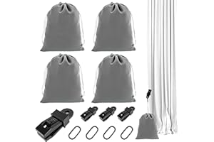 MUYOHIX 4 Stück Tragbare Gewichtstasche für Pavillon-Vorhänge im Freien, Gewichtstasche für Außenvorhänge-Tragbare, 4 Gewichtstaschen, 4 Karabiner, und 4 Clips, für Pavillon Drapes Garten Zelte Tischdecken