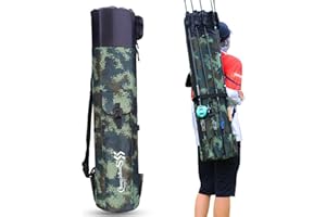 Sougayilang Borsa per canna da pesca in tela, organizer per canne da pesca e mulinello, organizer per viaggi, regalo per padre, fidanzato e famiglia