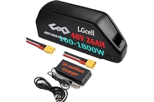 UNIT PACK POWER Batería para Bicicleta Electrica 48V 26AH LG5200 para Motor de 250W 500W 750W 1000W 1500W Down Tube Ebike EC5 para Nilox, Ancheer, Samebike y Cargador