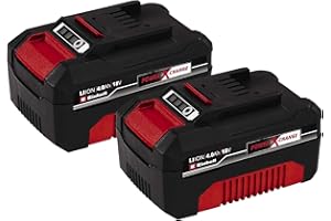 Original Einhell Système à double batterie 4,0 Ah Twinpack Power X-Change (Li-Ion, 18V, 2x 4,0 Ah, adapté à tous les appareils PXC, gestion proactive de la batterie, cycles de charge adaptés à l'état)