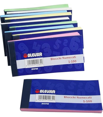 BM BeMore Mod 12/10, 0102188, Bloc Numéroté De 1 à 100, Format 13 Cm X 6 Cm, Lot De 10 Blocs Colorés