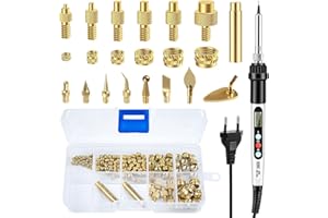 Soldering Iron Set,Sehawei 147 Piezas Puntas Soldador Set,Puntas Soldador para Insertos Roscados/Tuercas M2 M3 M4 M5 M6 M8, Herramienta de Prensado para Impresoras 3D de Plástico
