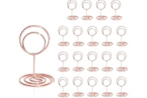 HomWanna Table Number Holders 20Pcs - 2 Inch Mini Place Card Holder Short Table Number Stands for Wedding Party Graduation Reception Restaurant Home Centerpiece Decorations Office Memo (Rose Gold)