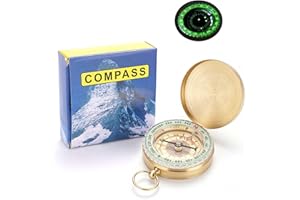HJIAMA Bussola Tascabile in Rame, Bussola Nautica con Illuminazione Fluorescente, Bussola da Viaggio Impermeabile per Escursionismo, Campeggio e Ciclismo