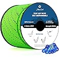 Abma Cord Tent Guy Ropes 4mm 30M Guy Line 6 Pcs Guy Rope Tensioners Heavy Duty Guide Rope for Camping, Gazebos, Awning, Tarp - Reflective Neon Green