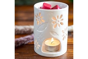 CANDLE-LITE Candle Brothers Teelicht Duftlampe | Duftlampe Nyl | Aromalampe für Duftwachs | Raumduft mit Teelicht | Duftlampe Keramik Weiß | Lampe für Büro, Schlafzimmer, Yoga