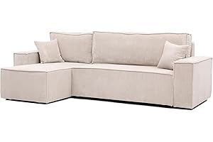 GREKPOL Divano angolare Parigi Poso Divano con funzione di sonno – Universale (Beige)