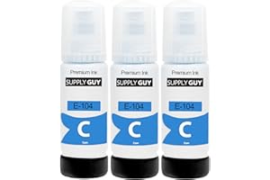 ‎SUPPLY GUY Supply Guy Tinte kompatibel mit Epson 104 Cyan für EcoTank ET-2710 ET-2711 ET-2712 ET-2714 ET-2715 ET-2720 ET-2721 ET-2726 ET-2810 ET-2815 ET-2820 ET-2821 ET-2825 ET-2826 ET-4700 ET-4800 (3 x 70ml)