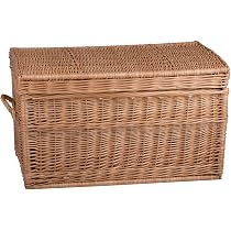 Coffre En Osier Naturel - Panier Rangement 70x43x44cm - Avec Couvercle - Style Rustique