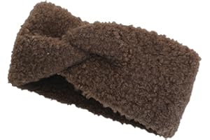 ‎STYLEBREAKER styleBREAKER Damen Stirnband Teddyfell Optik mit Twist Knoten Detail | Weiches elastisches Winter Haarband | Warmes Kopfband Ohrenwärmer 56-59 cm, Farbe:Mokkabraun