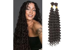 CAZSYSDD Deep Wave Bulk Hair for Braiding 22 inch No Weft Deep Wave Bundles Curly Braiding Hair Extensions for Boho Braids and Wavy Braiding 2 Braids Per Pack (4#, 22inch (1pack))