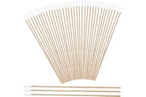LWMLWM Bastoncillos de algodón, 300 unidades, mango largo de madera, soporte de algodón, 15 cm, para cámara, teclado, maquillaje, pulido y limpieza