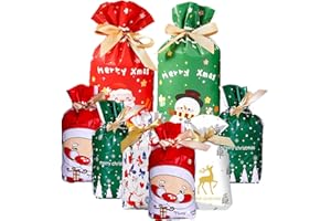 LZRINUE 34 sacchetti regalo di varie dimensioni, sacchetti natalizi con cordoncino, sacchetti regalo per feste di Natale con corde, adatti per feste