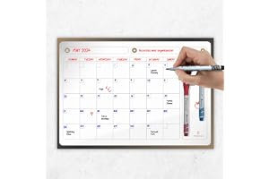 PREVIS A4 självhäftande kalender, skiffer, 30 x 21 cm, med 3 markörer, månadsplanerare för kök, skrivbord, rum, kontor, väggkalender 2026