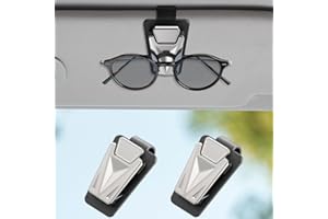 VOAKZEF 2 Piezas Porta Gafas Coche,Soportes para Gafas de Sol para Visera del Coche,Soportes con Clip para Gafas de Sol para Coche,Accesorios para Visera del Coche para la mayoría de Gafas (Negro Plata)