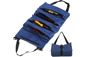 HOUSLUX werkzeugtasche werkzeugtasche kleine werkzeugtasche leere werkzeugrolle, wird von elektrikern, klempnern usw. zum Tragen von arbeitswerkzeugen verwendet, 5 Taschen,werkzeugtasche (Blau)