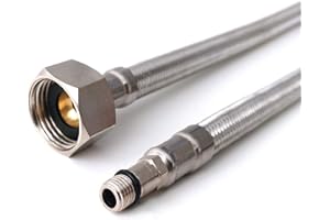 Xcel Home 2x M8 x 1/2 Connettori Flessibili Tubo Lavandino (500 Mm) | Coppia Di Flessibili Bsp Miscelatori Monoblocco | Flessibili Per Miscelatori Per Rubinetti Senza Piombo | Acciaio Inox Intrecciato