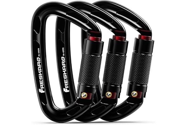 FresKaro Carabiner Climbing, Carabiners Automatic Locking, certifié CE & UIAA, pour l’Alpinisme, l’Escalade à Bascule ou Les utilisations Professionnelles à Forte Demande.