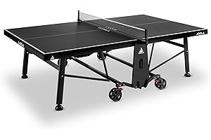 JOOLA Falcon - Tavolo da ping pong professionale, per interni, in MDF, 22 mm, pieghevole, di qualità torneo con rete, regolabile in altezza, nero, 274 x 152 x 76 cm