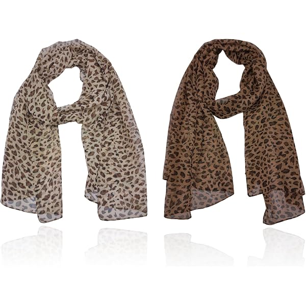 Écharpe Léopard Femme GWAWG - Foulard Léger Et Élégant Imprimé Animal - Châle 180x90 Cm Gris