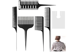 LYJOW 5 Tamaños Peine Mechas Kit Pettine Balayage Set Mechas Comb Pelo Peines De Peluqueria Profesional Antiestático Herramienta De Peinado Para Peluquería, Tejer, Corte, Mechas Ombré Hombres Mujeres Negro