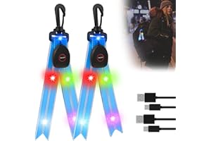 AICHARYNIC LED Blinklicht Schulranzen, 2 Stück USB Aufladbar LED Reflektoren Kinder Schulranzen Sicherheitslicht Reflektor Rucksack Anhänger für Joggen Wandern Laufen