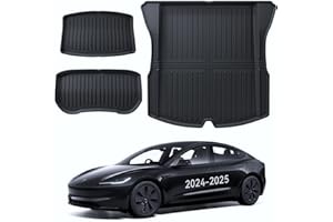 ‎LANTU LANTU Mata do bagażnika, 3 szt. do Tesla Model 3 2024-2025, na każdą pogodę, mata ochronna TPE, z tyłu, dolna i przednia, antypoślizgowa i wodoszczelna, do Tesla Model 3, akcesoria Highland