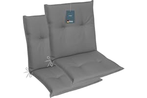‎LILENO HOME LILENO HOME Gartenstuhl Auflagen als [2er Set - Niedriglehner] in Mittelgrau SD - bequeme Liegen als Sitzauflagen für Gartenmöbel - Stuhlkissen für Gartenstühle und Klappstühle MAR