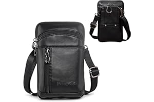 Hengwin Genuine Leather Belt Loop Carabiner Clip Case Holster with Zipper Closure for iPhone 15 14 Pro Max, 14 Plus 13 Pro Max Samsung S23 S22 Crossbody Bag