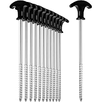 Lot De 6 Piquets De Tente Acier 21 Cm Filetés Avec Poignée T – Ultra Robustes Pour Camping, Randonnée, Sol Dur Ou Meuble