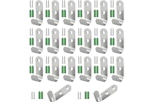 VYLRO 20 Pièces Crochets à 2 Trous en Acier Inoxydable J avec Vis, 45x15x2 mm Crochets Métalliques Étanches pour Bâche, Argent Lourds Crochet pour Bache pour Remorque, pour Garage, Camping, Jardin