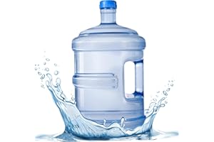 HEMORE Dispensateur d'eau 5L, distributeur d'eau en bouteille en plastique épais sans BPA avec bouchons à vis et poignée, récipient réutilisable à bouteille d'eau, distributeur de la cruche à eau portable p