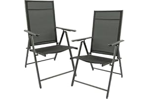 MaxxGarden Chaise de Jardin Exterieur – Chaises Pliantes en Aluminium – Lot de 2 – Fauteuil Confortable de Camping et Terrasse– Chaise pour Salon de Jardin Exterieur - Grise