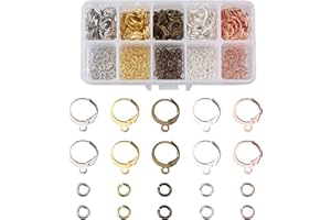 PH PANDAHALL PandaHall 160 ganci rotondi in ottone per orecchini, 5 colori, con chiusura a monachella, per la creazione di gioielli fai da te