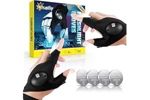 Visailiy Gifts for Men, Gadgets for Men Gifts for Dad, LED Gloves with Lights, Gloves Fishing Accessories, Flashlight Gloves for Christmas Stocking Fillers for Men, Unique Birthday Gifts