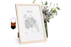 Classic by Casa Chic Cadre A3 (29,7 x 42 cm) en Bois MASSIF - pour Dessins/Affiches/Posters/Photos en format A3 - Passe-Partout pour Photos A4 inclus - Vitre en PLEXIGLAS - Système d'accroche inclus