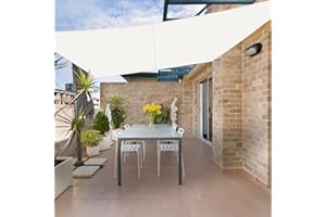 HENG FENG Voile d'ombrage Imperméable Rectangulaire 2.5x3m PES Toile Ombrage Auvent Protection des Rayons UV pour Extérieur Jardin Terrass Balcon Couleur Beige